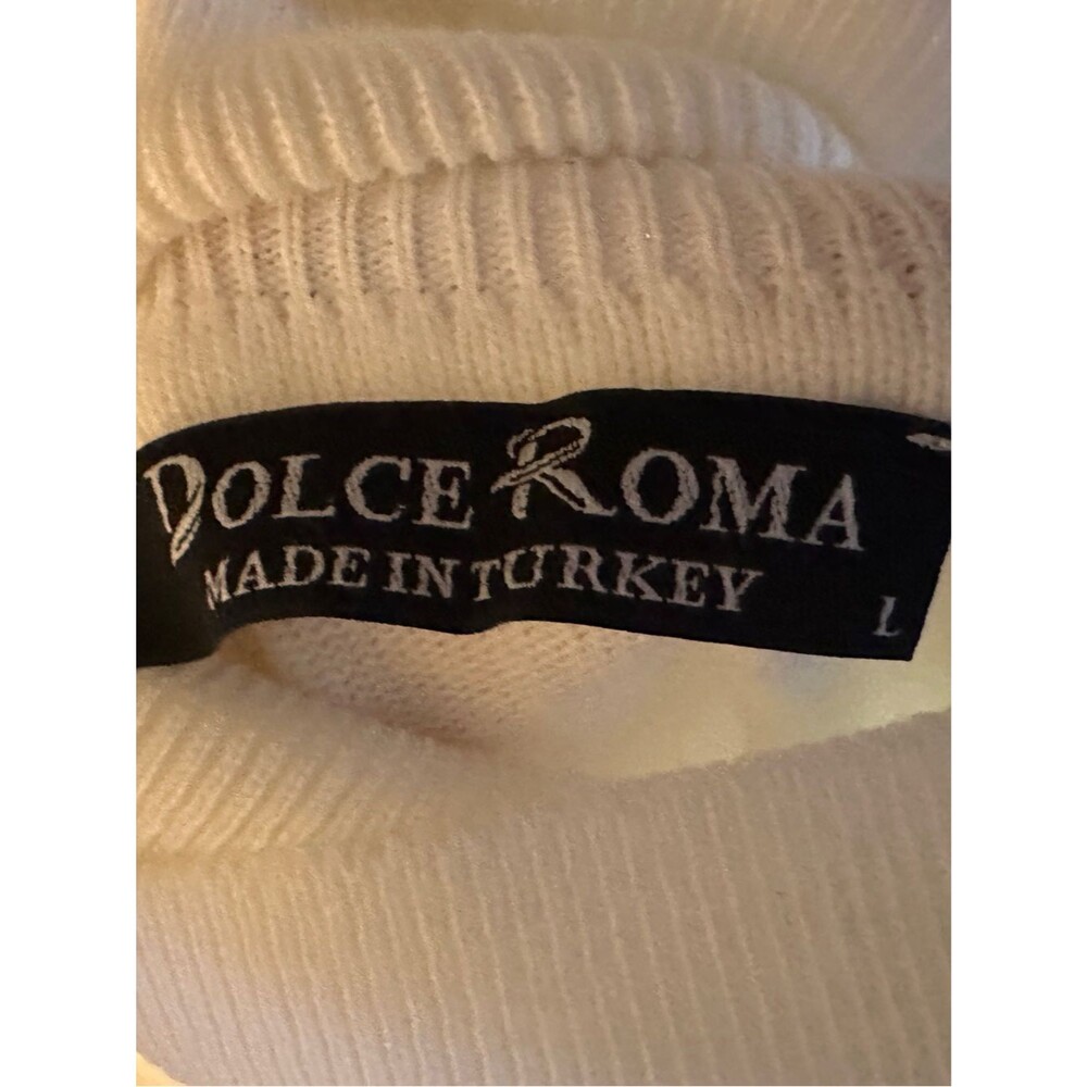 Dolce Roma Cream Knit Turtleneck Sweater Top Womens Sz Large - Picture 10 of 12
